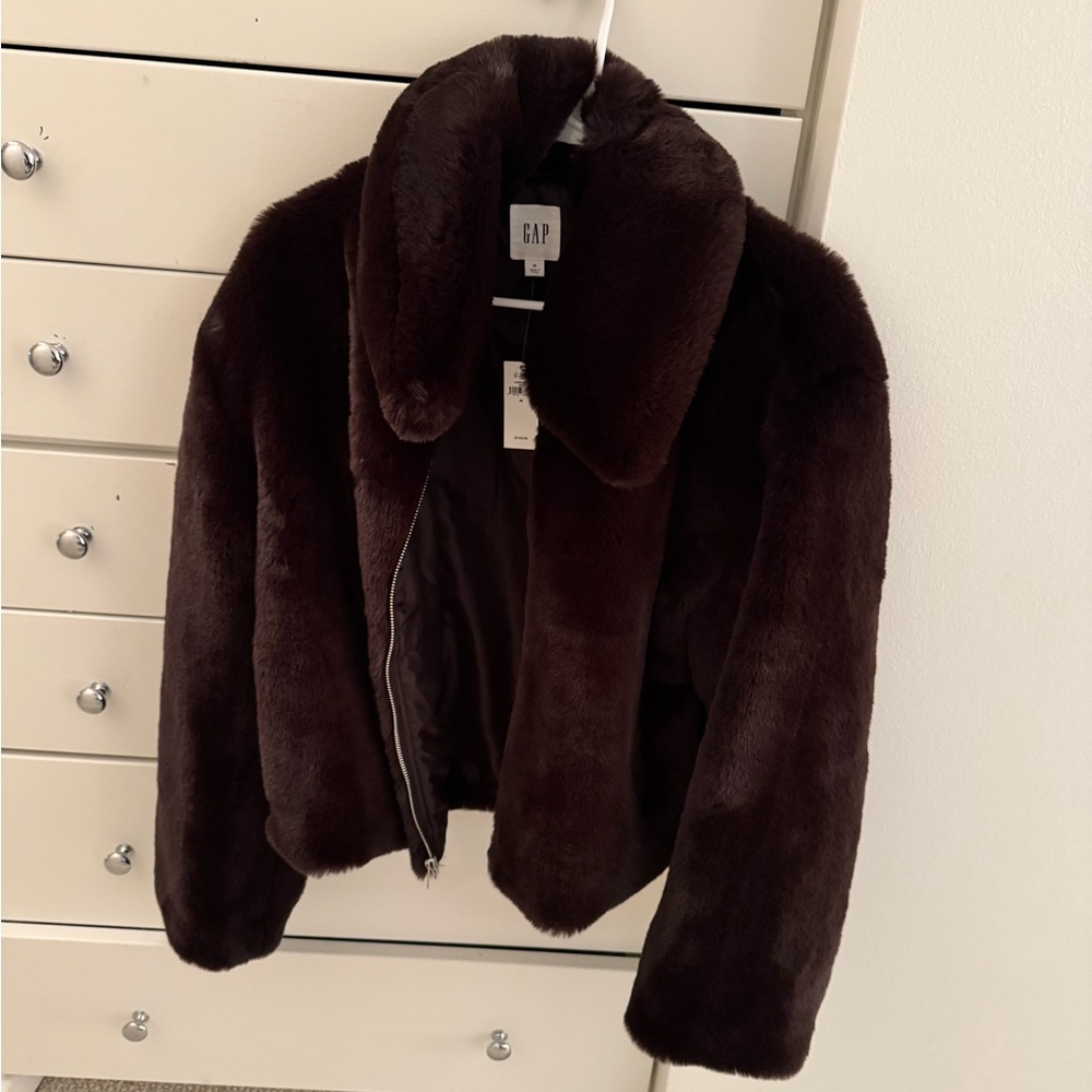 GAP Women's Dark Brown Fur Jacket
